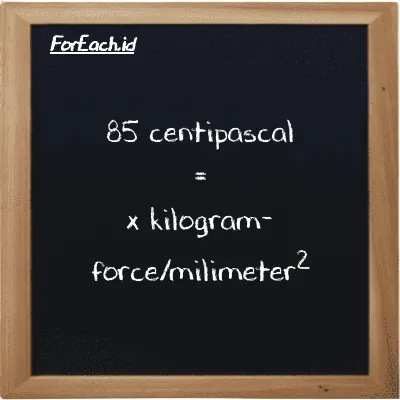 Example centipascal to kilogram-force/milimeter<sup>2</sup> conversion (85 cPa to kgf/mm<sup>2</sup>)
